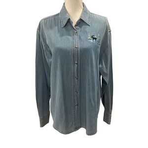 Outrageous Sports Button Down Denim Shirt